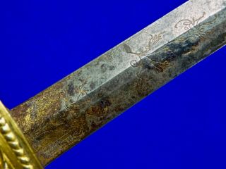 Antique US Pre Civil War Navy Officer ' s Sword 18 Century Engraved Blade 7