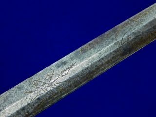 Antique US Pre Civil War Navy Officer ' s Sword 18 Century Engraved Blade 8