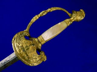 Antique US Pre Civil War Navy Officer ' s Sword 18 Century Engraved Blade 9