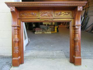 Antique Carved Oak Fireplace Mantel 61 X 50 Architectural Salvage
