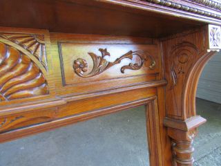 ANTIQUE CARVED OAK FIREPLACE MANTEL 61 X 50 ARCHITECTURAL SALVAGE 9