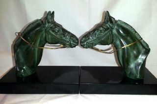 Horse Bookends Art Deco Signed By French Artist M.  Leducq 3
