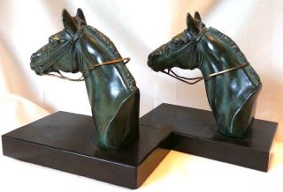 Horse Bookends Art Deco Signed By French Artist M.  Leducq 4