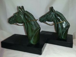 Horse Bookends Art Deco Signed By French Artist M.  Leducq 6