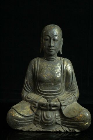 Apr198 Chinese Vintage Wood Carved Gilt Buddha Bodhisattva Seat Statue Figure