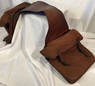 Vintage Horse Panniers Ww2 ? Canvas Leather Saddle Bag Quality