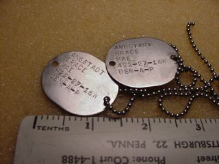 Wwii Us Navy Female Wave Matched Set Dog Tags