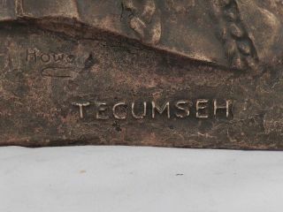 Antique Bronze Plaque Sculpture of TECUMSEH Native American Indian Chief Signed 3