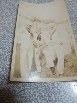Rare World War 2 Photograph Of 3 Navy Soldier Holding A Human Skull And Bones