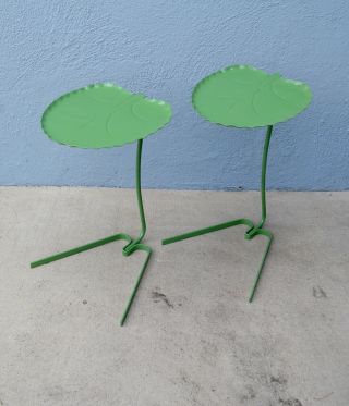 Vintage SALTERINI Lily Pad set 2 Nesting Tables Iron Mid Century Modern Garden 2