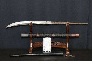 (ir - 53) Naginata " Blade Length 40.  2cm (15.  8inch) " With Silver Metal Koshirae Edo