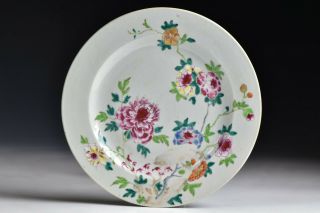 18th Century Chinese Famille Rose Plate With Ruby Enamel Flowers 6