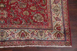 Vintage Persian Area Rug 10x13 Hand Knotted Wool Persian Rug RED Oriental Floral 6