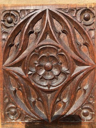 Stunning French Antique Gothic Panel In Oak Circa 1880 (3)