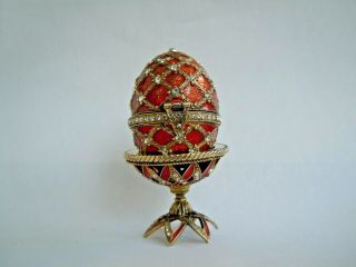 Very Rare Imper.  Russian 84 Silver Enamel Egg By Faberge Design Romanov Dynasty