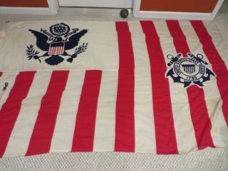 Large Vintage Coast Guard Flag With Ring Clip 8 Foot X 5 Foot Huge $75