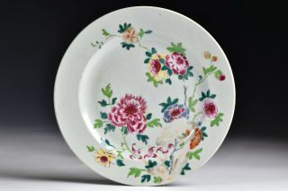 18th Century Chinese Famille Rose Plate With Ruby Enamel Flowers 3