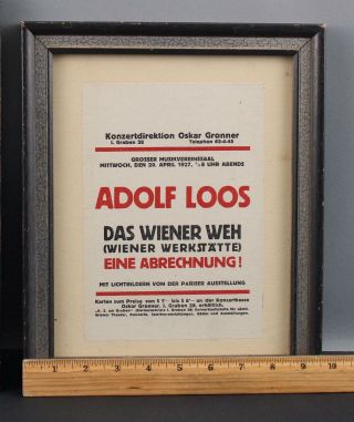 Antique 1927 Weiner Werkstatte Handbill Poster Adolf Loos Secessionis Architect 2