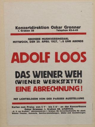Antique 1927 Weiner Werkstatte Handbill Poster Adolf Loos Secessionis Architect 3