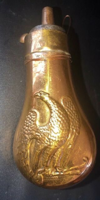 Civil War Era Powder Flask For Muzzle Loading Copper Eagle Baby Dragoon