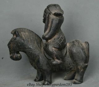 Chinese Hongshan culture Old Jade Carved Ancient People Ride Horses Sculpture 10