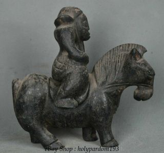 Chinese Hongshan Culture Old Jade Carved Ancient People Ride Horses Sculpture