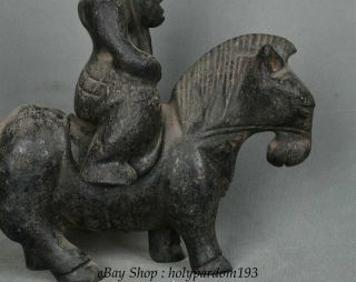 Chinese Hongshan culture Old Jade Carved Ancient People Ride Horses Sculpture 3