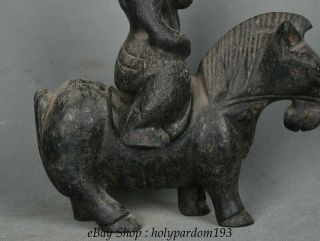 Chinese Hongshan culture Old Jade Carved Ancient People Ride Horses Sculpture 4