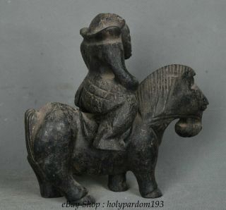 Chinese Hongshan culture Old Jade Carved Ancient People Ride Horses Sculpture 6