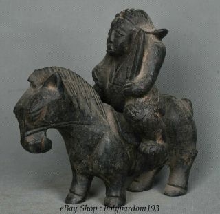 Chinese Hongshan culture Old Jade Carved Ancient People Ride Horses Sculpture 9