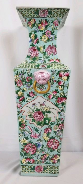 Stunning Antique Republic Chinese Hand Painted Vase 23 "