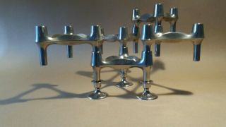 5 Vintage Modular Nagel Candle Holders And 3 Small Feet Modernist West Germany.