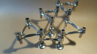 5 Vintage Modular Nagel Candle Holders and 3 small feet Modernist West Germany. 3