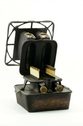 Antique Oil/ Kerosene Heater Warmer Antique Sad Iron Duplex Heater Mica 4 " Wicks
