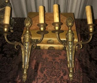 Antique French Empire Neoclassical Bronze Sconces