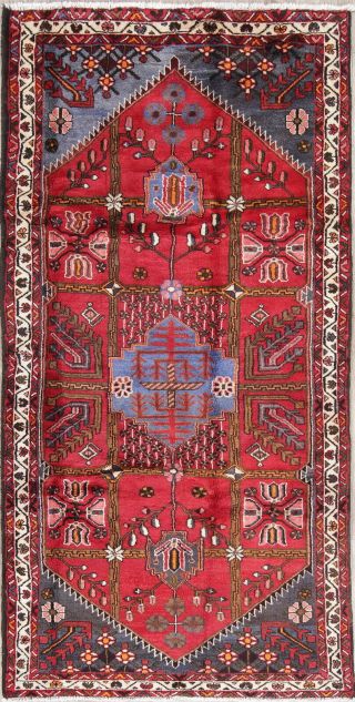 Oriental Hamadan Wool Hand - Knotted 4x8 Geometric Persian Area Rug 8 