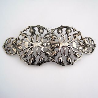 Large 1902 Hallmarked Art Nouveau Sterling Silver Nurses Buckle