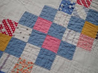 Wonderful Sweet Vintage Cottage Home c1930s Irish Chain QUILT 73x73 10