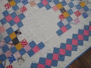 Wonderful Sweet Vintage Cottage Home c1930s Irish Chain QUILT 73x73 4