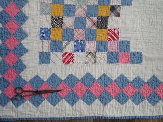 Wonderful Sweet Vintage Cottage Home c1930s Irish Chain QUILT 73x73 6