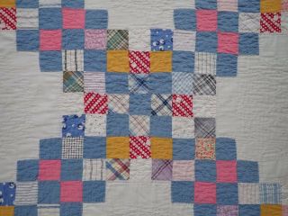 Wonderful Sweet Vintage Cottage Home c1930s Irish Chain QUILT 73x73 8