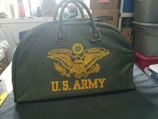 United States Army Vintage Induction Green Bag With Logo & 2 Handles Eagle Logo