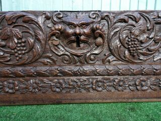 Gothic 16thc Wooden Oak Panel With Grotesque Head,  Angel Carvings C1590s
