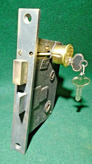 Lockwood T - 5000 Entry Mortise Lock W/cylinder & Keys - Cond (12297)