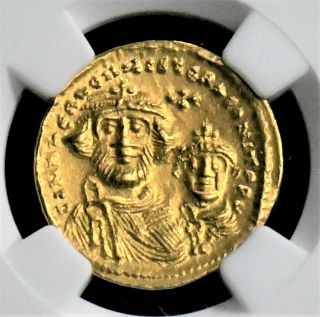 Aphrodite - Ngc Certified Byzantine Gold Solidus Of Heraclius/her.  Constantine