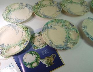 8 French Vintage Majolica Asparagus Plates from Fives - Lille RESERVED 10