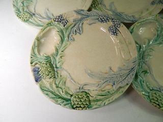 8 French Vintage Majolica Asparagus Plates from Fives - Lille RESERVED 3