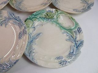 8 French Vintage Majolica Asparagus Plates from Fives - Lille RESERVED 4