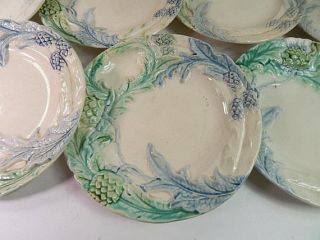 8 French Vintage Majolica Asparagus Plates from Fives - Lille RESERVED 5