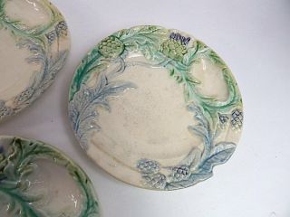 8 French Vintage Majolica Asparagus Plates from Fives - Lille RESERVED 6